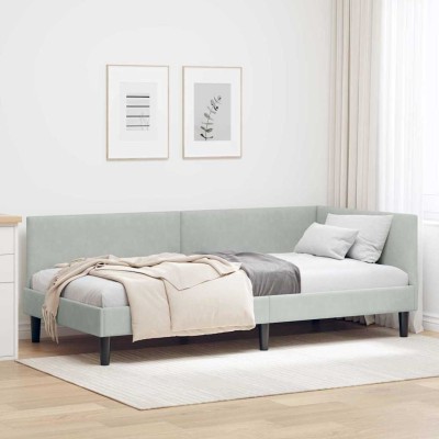 Estructura de cama en esquina Otro Gris claro 90 x 200 cm