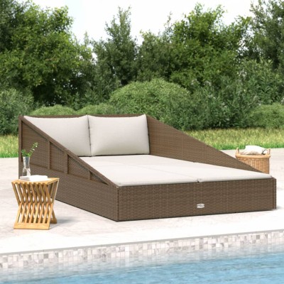 Tumbona cama de jardín ratán sintético marrón 110x200 cm