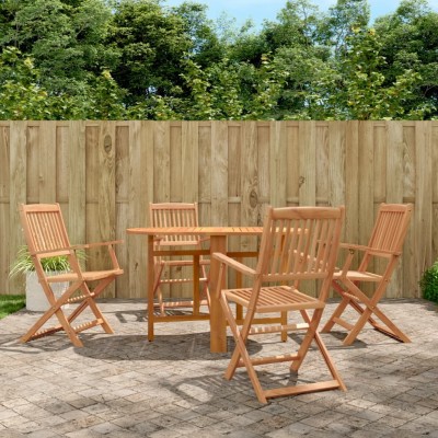 Set comedor de jardín plegable 5 piezas madera maciza de acacia