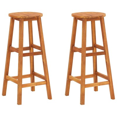 Taburetes de cocina 2 unidades madera maciza de acacia