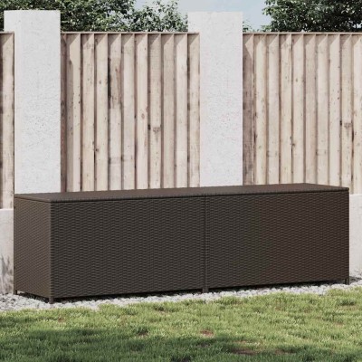 Caja de almacenaje jardín ratán sintético marrón 200x50x60 cm