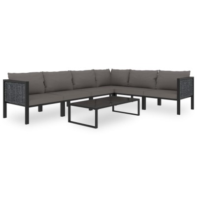 Mueblesde jardín 7 pzas y cojines ratán sintético antracita
