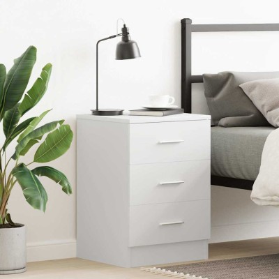 Mesita de noche madera contrachapada blanco 38x35x56 cm