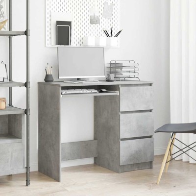Escritorio de madera contrachapada gris hormigón 90x45x76 cm
