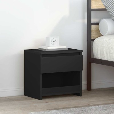 Mesitas de noche 2 uds madera contrachapada negro 40x30x39 cm
