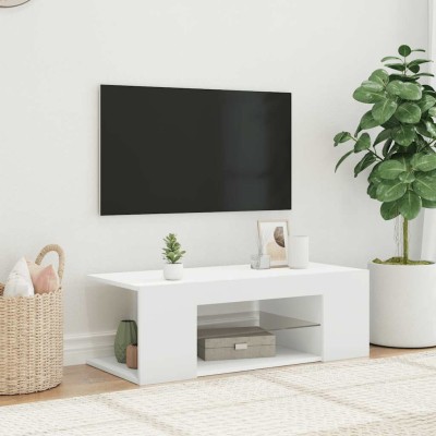 Mueble de TV con luces LED blanco 90x39x30 cm