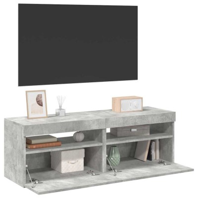 Muebles de TV con luces LED 2 uds gris hormigón 60x35x40 cm