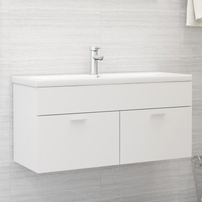 Armario para lavabo madera contrachapada blanco 100x38,5x46 cm