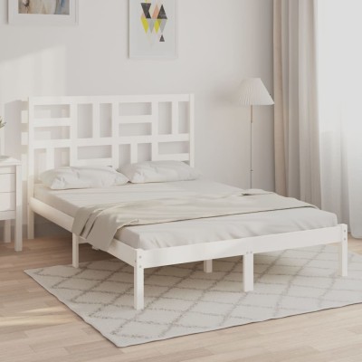 Estructura de cama sin colchón madera maciza blanco 140x190 cm