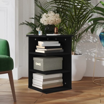 Armario auxiliar de madera contrachapada negro 35x35x55 cm