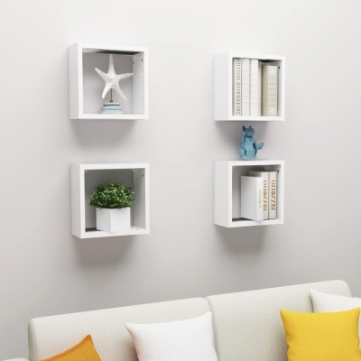 Estantes cubo de pared 4 unidades blanco 30x15x30 cm